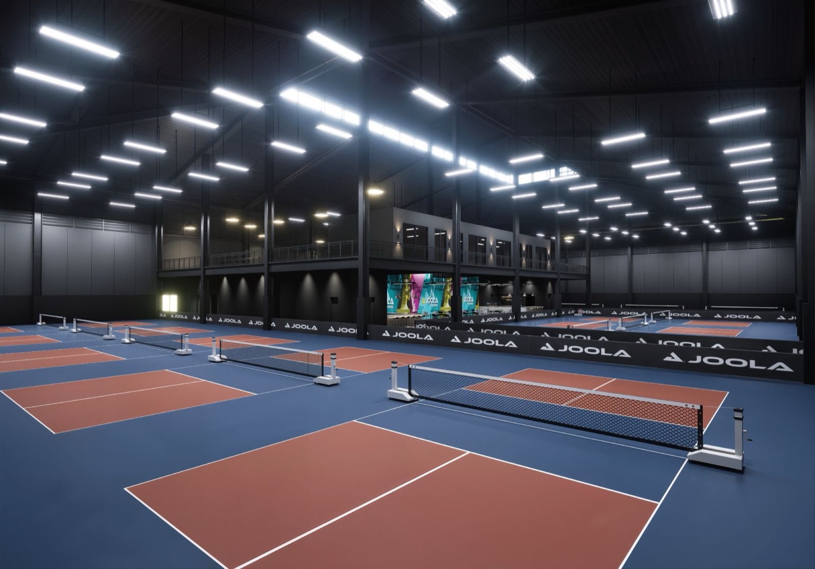 Wide view of multiple Phase 1 courts
